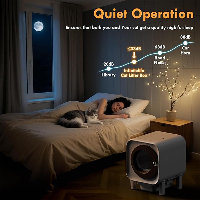 Automatic Cat Litter Box Self Cleaning with App Control, 75l Large Cat Litter Box for Multi-Cat Homes, Infrared Sensing & Weight Sensors, Easy Cleaning, Odor Eliminator, Trash Bags, Black