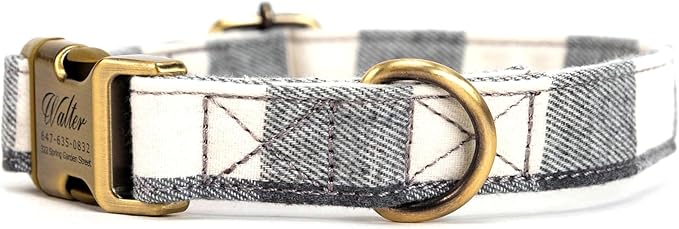 Personalized Dog Collar with Name and Phone Number Engraved,Adjustable Custom Puppy Collar,Organic Cotton Pet Collar for Small Medium Large Boy Girl Dogs