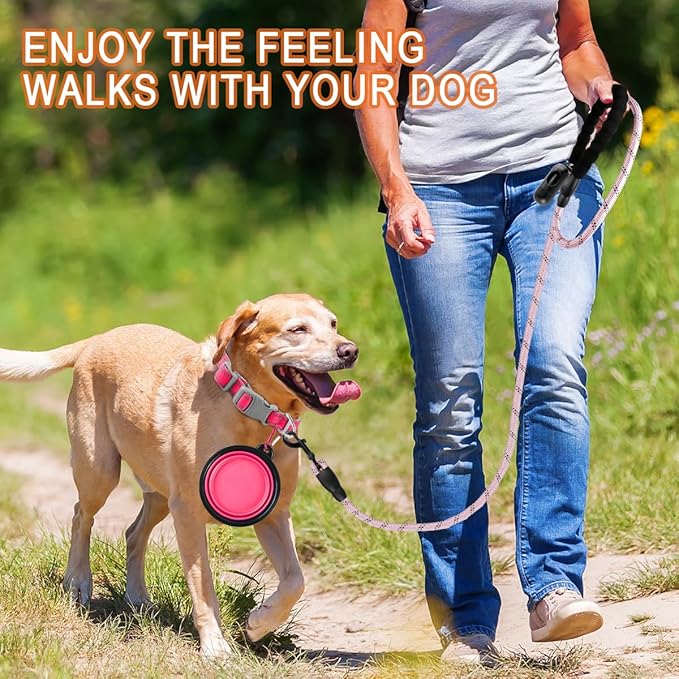 BARKBAY Dog Leashes for Large Dogs Heavy Duty Dog Leash 4/5/6 FT with Comfortable Padded Handle and Highly Reflective Threads for Medium Large Dogs Walking Training Running (6FT-1/2,Baby Pink)