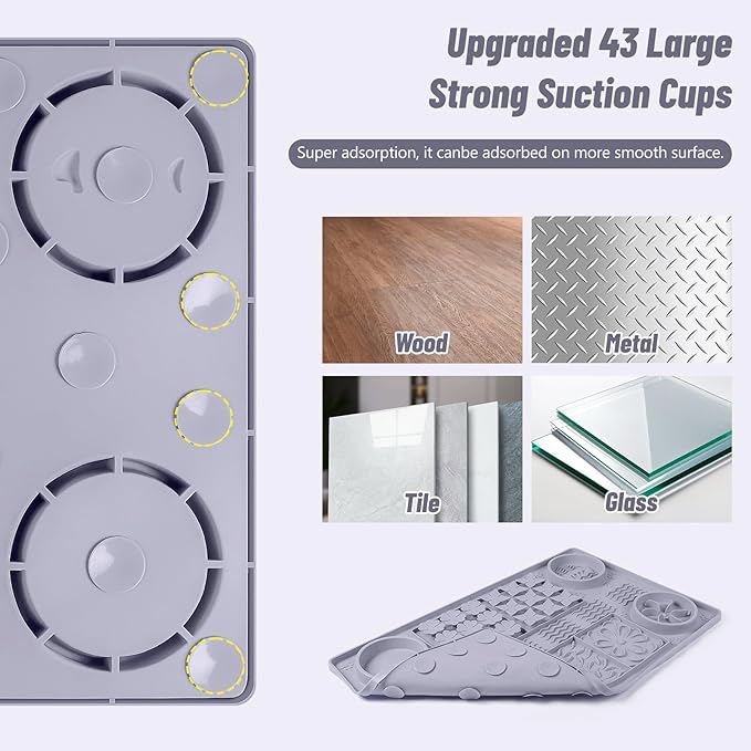 Large Silicone Snuffle Mat, 32"x 20" Dog Lick Mat with Suction Cups, Slow Feeder for Small | Medium | Large | Multiple Dogs Slow Eating, Boredom Reducer (Grey)