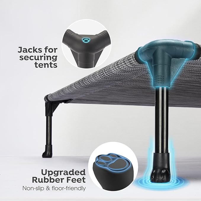 Veehoo 2-Pack Raised Dog Beds - Cooling Portable Pet Cot with No-Slip Feet, Breathable Mesh, Size 42" x 30", Black Silver, CWC1803-L