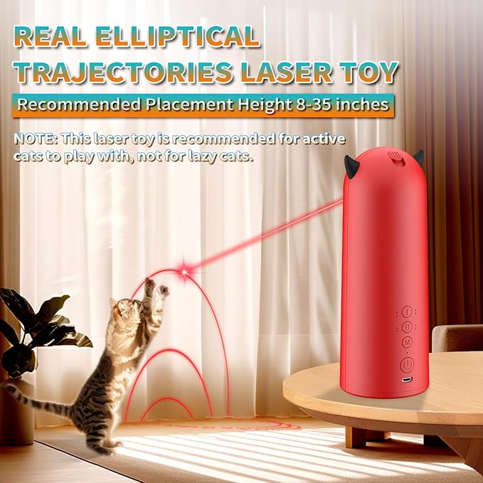 Laser Cat Toys for Indoor Cats, [2025 Newly Upgraded] Real Trajectory Motion Activated Cat Toy, Automatic Laser Pointer Interactive Automated Cat Toys for for Bored Indoor Adult Cats/Dogs/Kittenes