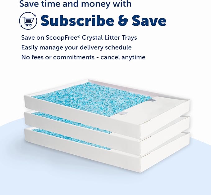 PetSafe ScoopFree Crystal Pro Legacy Self-Cleaning Automatic Litter Box - Uncovered Motion-Sensing Cat Box with Integrated Health Counter - Includes 1 Disposable Crystal Litter Tray