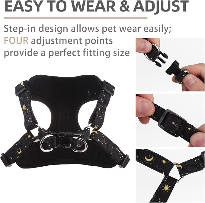 PUPTECK Dog Harness and Leash Set Medium Sized, Step in No Pull Adjustable Puppy Cat Harness Reflective Pet Vest