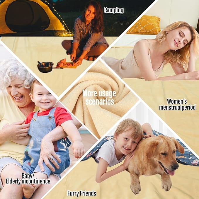 Waterproof Blanket for Bed Couch Sofa, Reversible & Reusable Cat, Dog Blanket Waterproof Washable, Small Water Resistant Blankets, Leakproof (40"x60", Warm Yellow/Warm White)