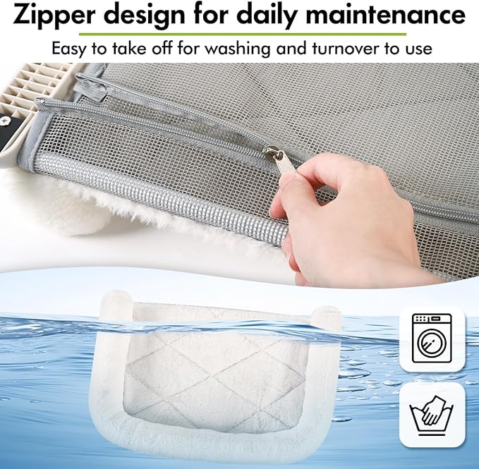 Cat Window Sill Perch with Large Bolster, Easy to Adjust & Assemble Cat Window Seat for Windowsill & Bedside, Pet Hammock Bed for Large Cats and Kittens (White, M)