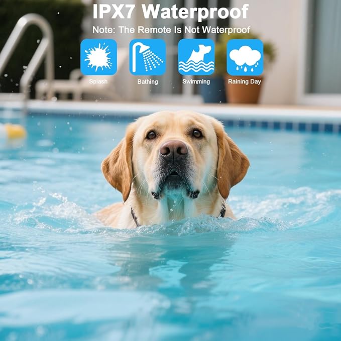 Aikko Dog Shock Collar with Remote - IPX7 Waterproof, 3 Training Modes (Beep, Vibration, Shock), Rechargeable E-Collar for Most Breeds 7-120 lbs, Anti-Bark & Adjustable Humanitarian Training Collar