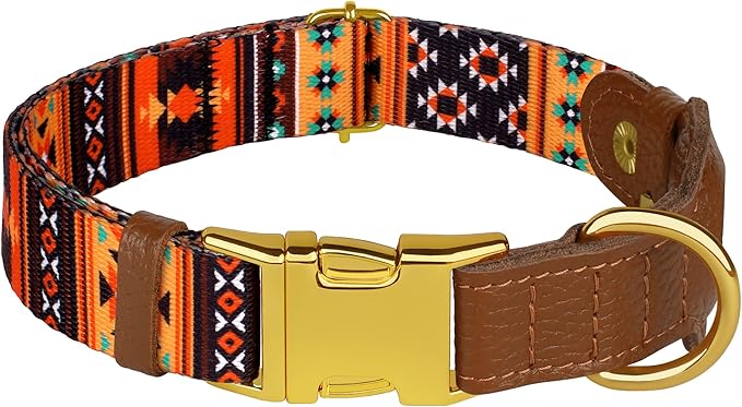 AirTag Dog Collar for Small Medium Large Breed - Adjustable Cute Pattern Dog Collar with Airtag Holder - Soft Leather Tracker GPS Apple Air Tag Pet Collars (X-Small, 9"-12" Neck Fit, Western)
