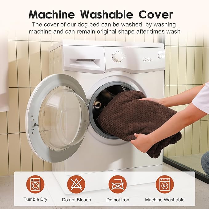 Orthopedic Dog Bed for Small and Medium Dogs, Memory Foam Pet Bed with Washable Removable Cover, Nonskid Bottom, Waterproof, for Indoor, Outdoor, Crate ＆ Car Use, 30x20x6 Inches, Brown Grey