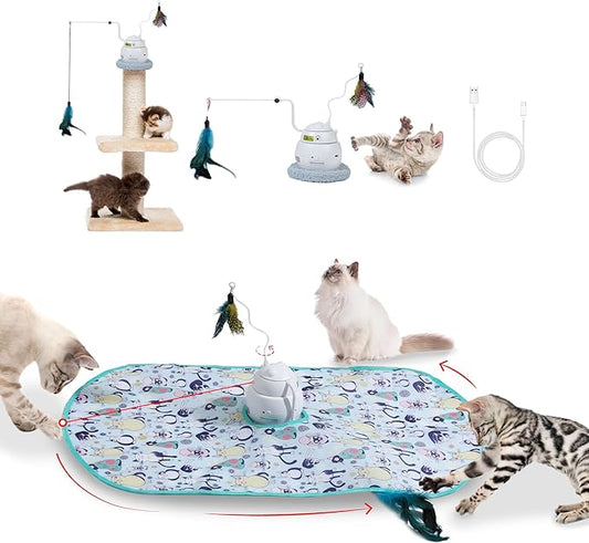 PAWSPIK Interactive 4-in-1 Laser & Hide & Seek Rechargeable Automatic Cat Exercise Toy