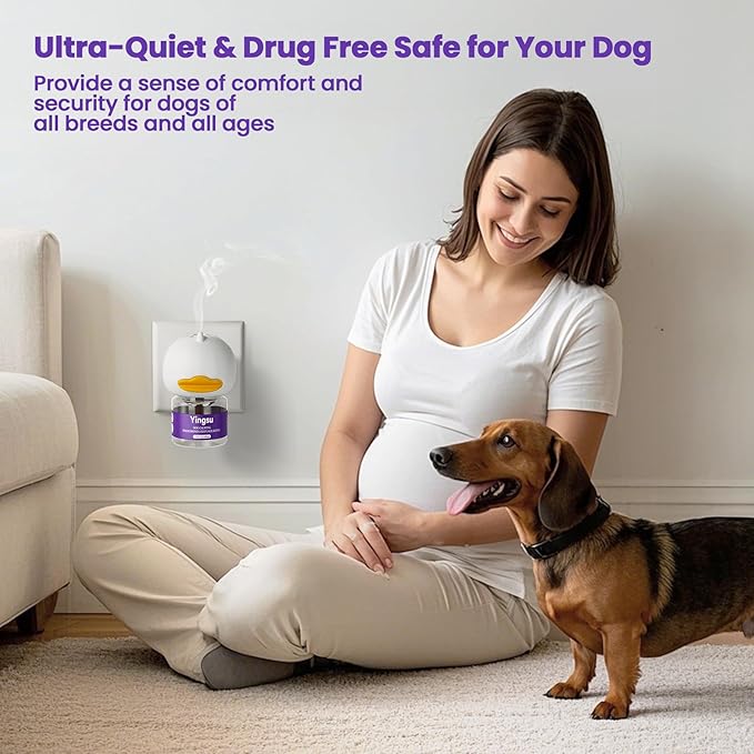 Dog Calming Diffuser, 4 in 1 Puppy Pheromones Calming Diffuser, Relaxing Pheromone for Dogs Relief Stress Anxiety Reduce Aggression Barking, Help Train Dog to Pee, 2 Diffuser 2 Refill(48ml)