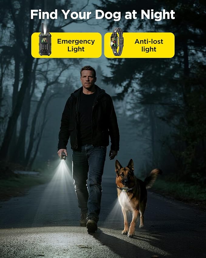 BLACKDOG Military Dog Shock Collar - 4200ft Dog Training Collar with Remote, 4 Training Modes, Flashlight & Strobe, 3-Month Battery, IP67 Waterproof Dog E Collar for All Breeds 5-150lbs (Army Green)