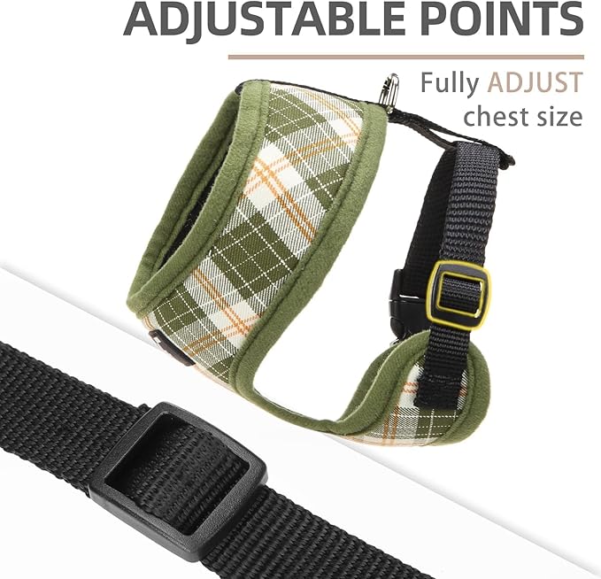 PUPTECK Soft Mesh Dog Harness and Leash Set Pet Puppy Cat Comfort Padded Vest No Pull Harnesses, Olive Green, XS