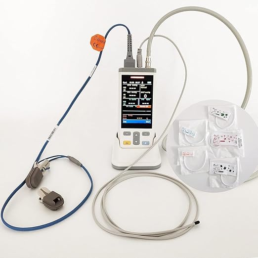 3.5 Inch Handheld Touch Screen Veterinary Monitor Multi-Parameter Cat Dog Animal Vet Pulse Oximeter Vital Signs Monitor (SPO2 and NIBP and Temp)