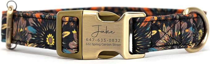 Personalized Dog Collar with Name and Phone Number Engraved,Adjustable Custom Puppy Collar,Organic Cotton Pet Collar for Small Medium Large Boy Girl Dogs