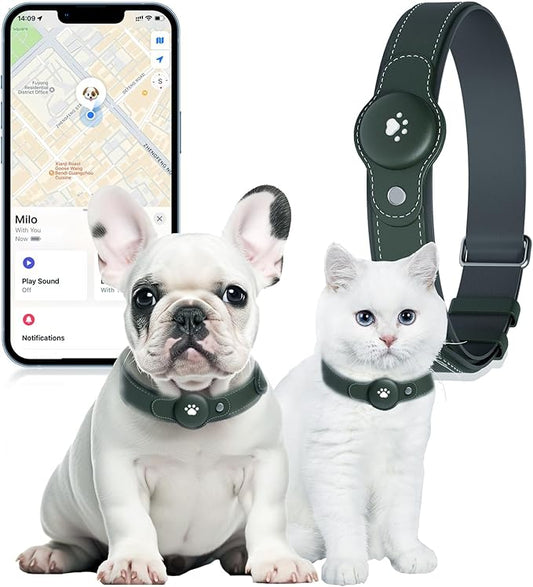2-in-1 GPS Tracker for Dogs&Cats : Smart Collar with Real-Time Location, No Monthly Fee, Unlimited Range (iOS Only) GPS Tracker Dog Collar- Ideal for Small, Medium Large Dogs(Tracker Included)(Green)