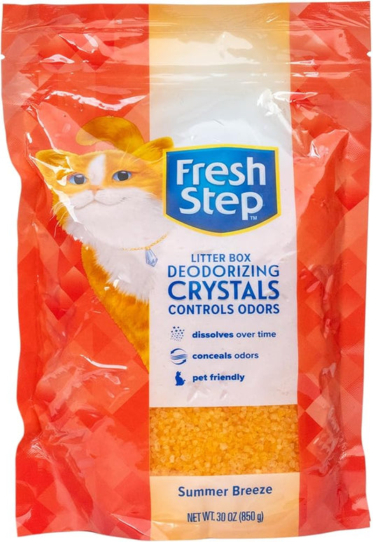 Fresh Step Cat Litter Crystals in Tropical Summer Breeze Scent - Cat Litter Box Deodorizer - Combats Odors and Neutralizes Smells to Keep Your Home Clean, 30 Ounce