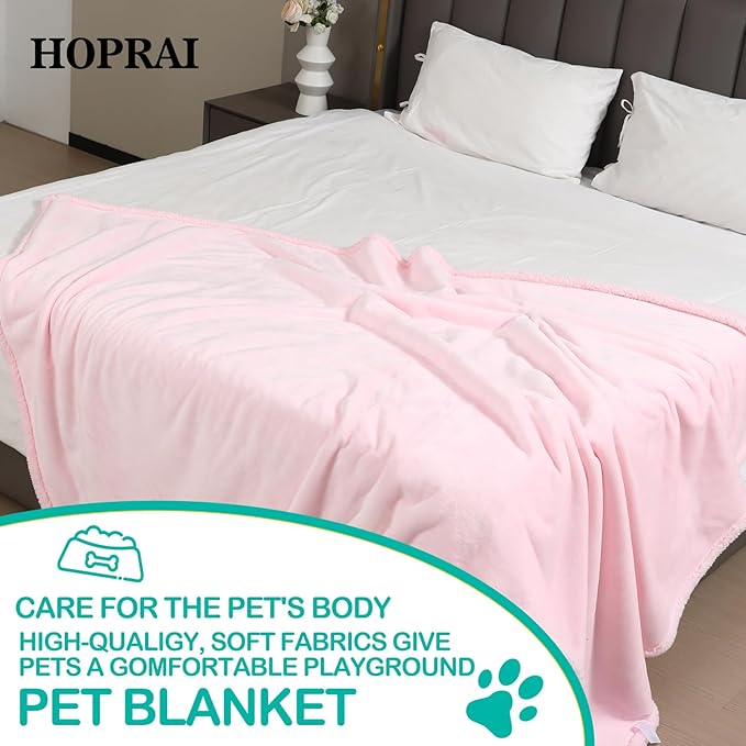 Dog Blanket, Waterproof Reversible Sherpa Fleece Throw Blanket, Furniture Cover for Bed, Couch, Sofa Protection from Liquid Pee and Pet Fur of Puppy, Cat (Pink S28*39inches)