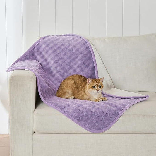 Waterproof Blanket for Bed Couch Sofa Car, Soft Leakproof Dog Blanket with 3D Bubble Pattern, Reversible Water Proof Pet Blankets for Dogs Cats Puppies (30"x40", Dusty Purple)