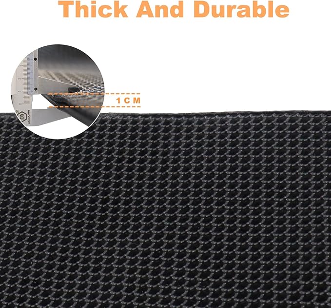 Cat Litter Mat,45"x32" Extra Large Cat Litter Box Mat,Honeycomb Double Layer Kitty Litter Trapping Mat,Soft EVA Material,Urine & Waterproof,Scatter Control,Easy Clean,Washable(Black)