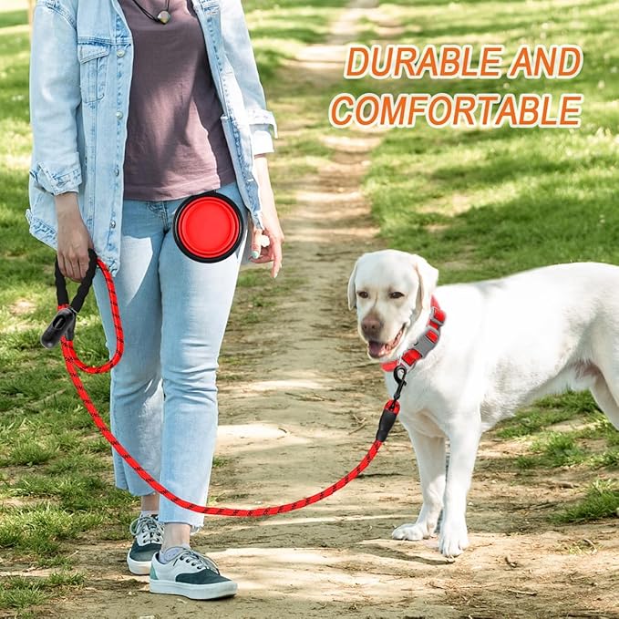 BARKBAY Dog Leashes for Large Dogs Heavy Duty Dog Leash 4/5/6 FT with Comfortable Padded Handle and Highly Reflective Threads for Medium Large Dogs Walking Training Running (6FT-1/2'',Red)