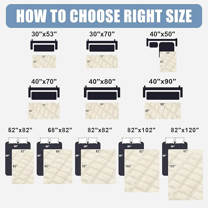 Smiry Waterproof Dog Bed Cover Blanket 40x50, Soft Reversible Pet Blanket, Washable Leakproof Cats Dogs Couch Cover for Sofa, Couch, Furniture, Lattice, Beige/Beige