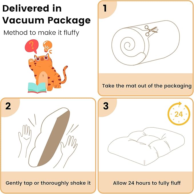 Self Warming Cat Bed, Small Self Heating Pet Crate Pad, Thermal Extra Warm Dog Mat for Indoor Kitten and Outdoor, Non Slip, Washable, 24" × 18", Creamy White