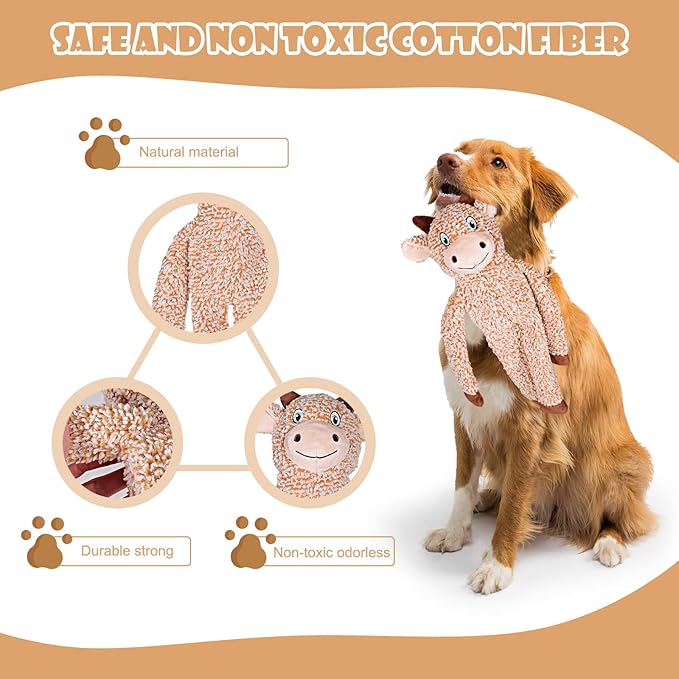 Shuse No Stuffing Dog Toys for Large Dogs, Squeaky Crinkle Interactive Dog Animals Toys, Plush Teething Toys to Keep Them Busy, Cute Funny Dogs Gifts for Small Medium Large Breed