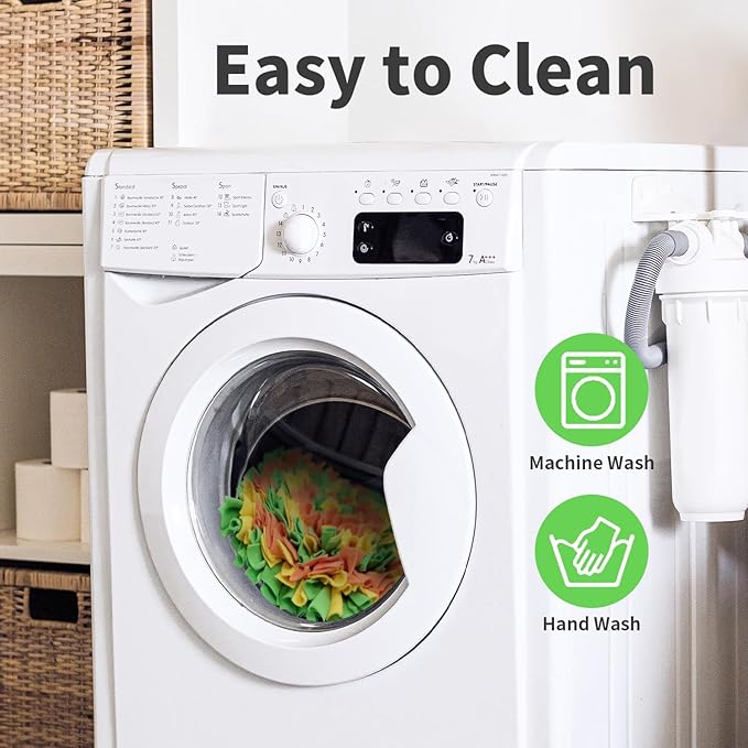 Pet Snuffle Mat for Dogs, Dog Feeding Mat, Nosework Training Mats for Foraging Instinct Interactive Puzzle Toys (Orange&Green&Yellow)