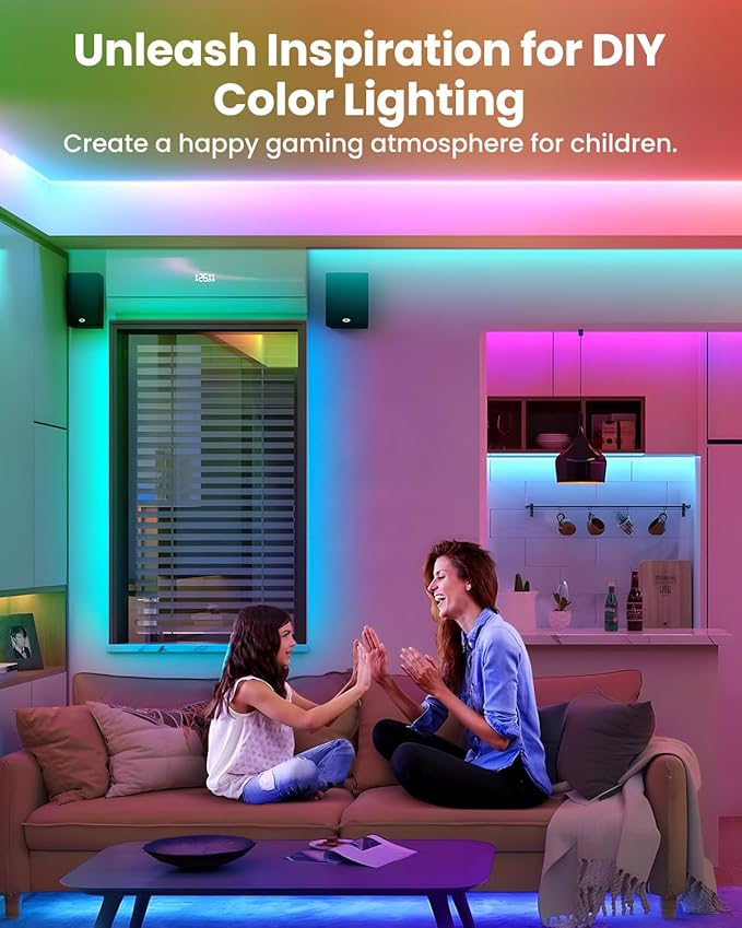 Pak LED Lights for Bedroom 16.4ft, Smart RGB+IC LED Strip Lights with App/Remote Control, Music Sync Color Changing Flexible LED Lights with 64 Scene Modes for Party, Home, Christmas, Halloween Decor