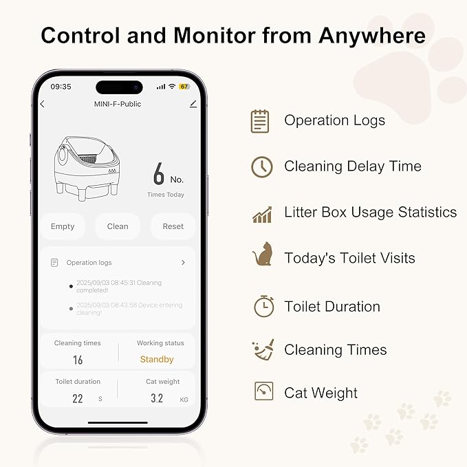 Open-Top Self-Cleaning Cat Litter Box, Automatic Litter Box for Multiple Cats with 10.5L Waste Bin, Advanced Safety Sensors, Quiet Operation, Easy to Clean (White)