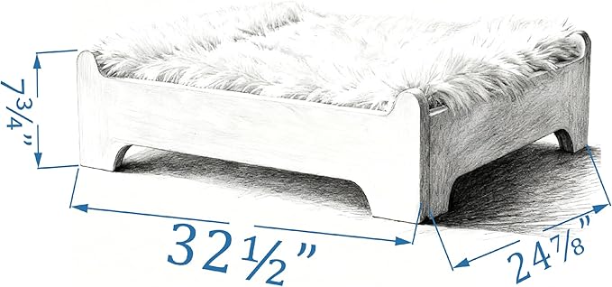 GLOSSGODS Elevated Dog Bed and Mattress with Removable Washable Cover, Egg Crate Foam, Wooden Frame, Suitable for Pet Up to 50 lbs, Naturalwood M