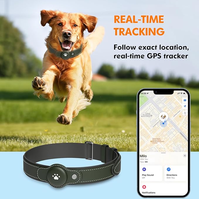 2-in-1 GPS Tracker for Dogs: Smart Collar with Real-Time Location, No Monthly Fee, Unlimited Range (iOS Only) GPS Tracker Dog Collar- Ideal for Small, Medium Large Dogs(Tracker Included)(Green)