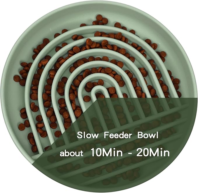 Slow Feeder Dog Bowls with Suction Cups, Silicone Puzzle Bowl for Slow Eating, Pets Slow Feeder Non-Slip Design Dishwasher Microwave Safe for Small Medium Dogs, Green