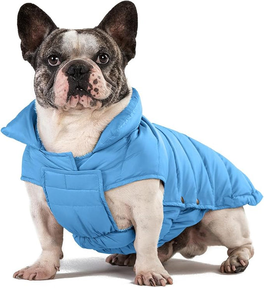 SPACE LION Dog Puffer Jacket, Down Winter Coat, Durable Outdoor Coat for Cold and Windy Conditions, Lightweight & Adjustable Fit Coats for Medium & Large Dogs,(Blue, Size16/XL)