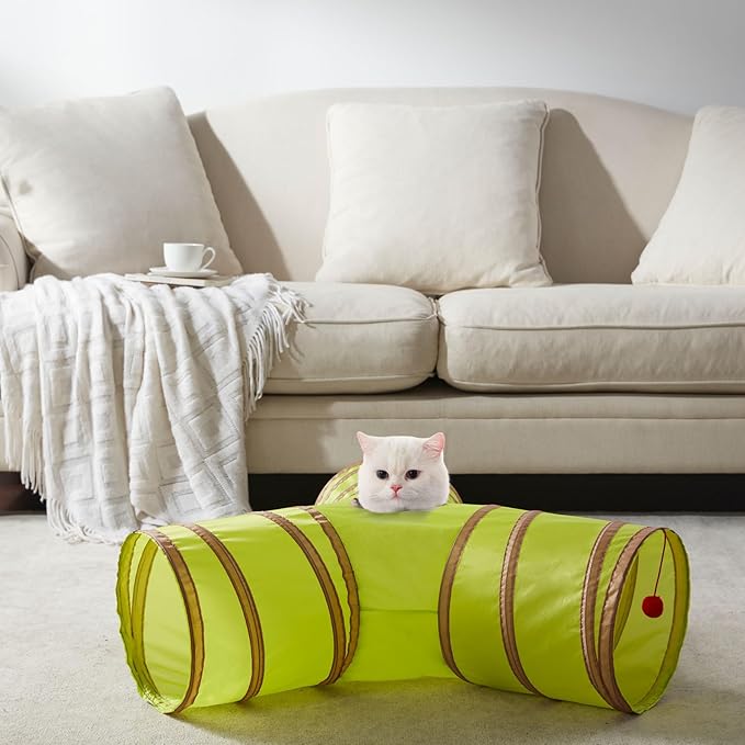 Cat Tunnels for Indoor Cats 3 Way Play Toy Kitty Tunnel Peek Hole Toy with Ball for Cat Tube Fun for Rabbits Kittens and Dogs