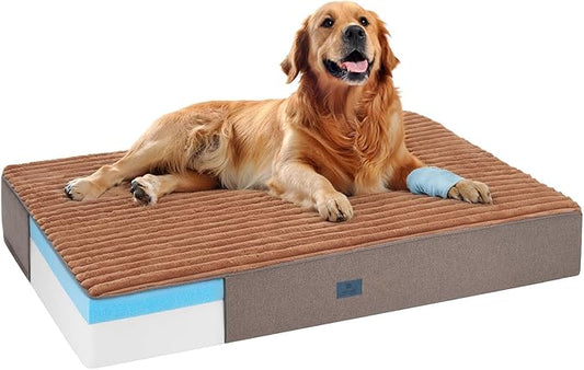 Veehoo Orthopedic Memory Foam Dog Bed, 7 Inch Thick Extra Large Dog Bed XL for Senior Dogs with Ultra-Soft Fluffy Surface, Waterproof Liner, Removable Washable Cover and Non-Slip Bottom, 48"x30"x7"