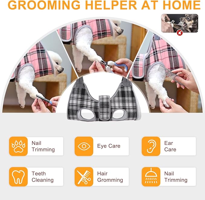 BEAUTYZOO Dog Grooming Hammock, Medium Dog Sling for Nail Trimming, Dog Hanging Harness for Claw Care with Thick Fabric Neck Support Wide Strap Restraint Cat Grooming Hammock, Black L