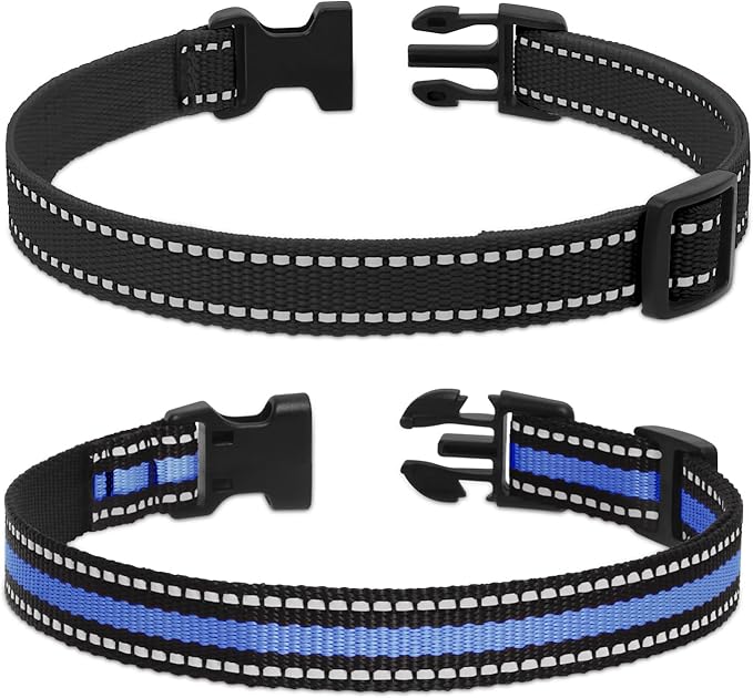 Modern Stylish 3/4" E Collar Replacement Strap with Quick Release, Adjustable for Small to Large Dogs, Replacement for Shock Collar (Black & Blue)