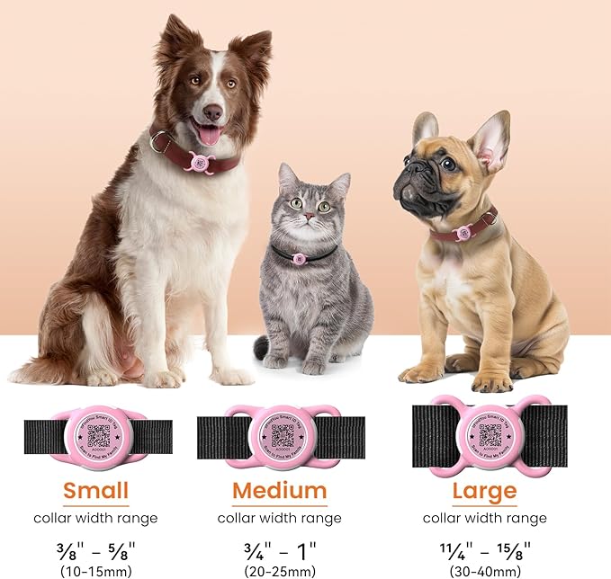 Waterproof AirTag Dog Collar Holder for Apple Tracker QR Code Case Pink