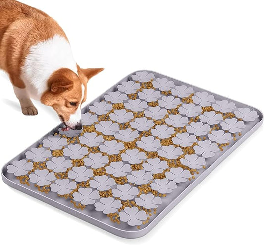 Dog Lick Mat, 23.6"x 15.7" Large Silicone Snuffle Mat with Suction Cups, Slow Feeder for Small Medium Large Dogs Slow Eating, Boredom Reducer (Grey)