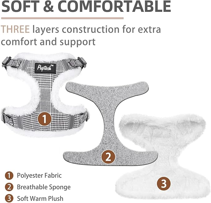 PUPTECK Dog Harness and Leash Set Small Sized, Step in No Pull Adjustable Puppy Cat Harness Reflective Pet Vest