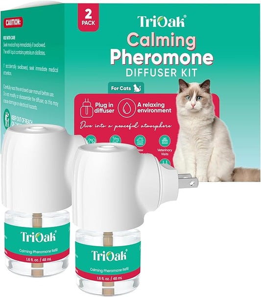 Cat Pheromones Calming Diffuser: Premium Cat Calming Diffuser - Cat Pheromone Diffuser - Pheromone Diffuser to Calm Cats - Cute Shape Feline Pheromone Diffuser, 2Pack (Mint)