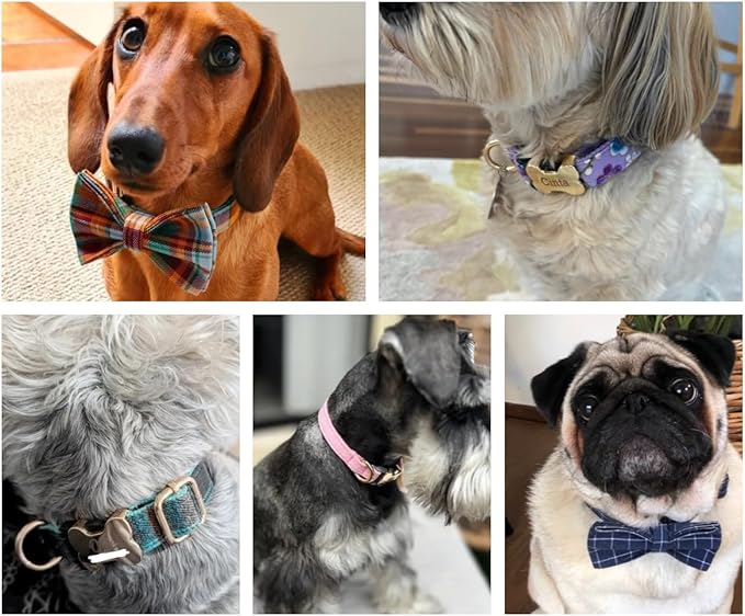 Personalized Dog Collar with Bone Buckle – Custom Name & Phone Number Engraved, Adjustable Quick Release for Small to Large Dogs (Christmas Style)