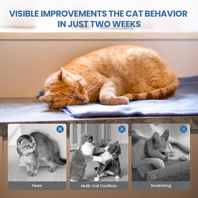 Cat Calming Diffuser, 4 in 1 Cat Pheromones Calming Diffuser, Multicat Calming Diffuser, Relaxing Pheromone for Cat Relief Stress Anxiety Fighting Scratching, 1 Diffuser 3 Refill(48ml)