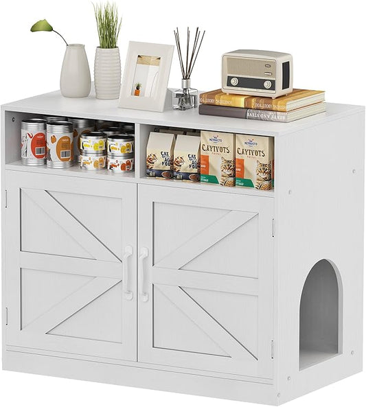 Cat Litter Box Enclosure Furniture Ultra-Large Wooden Enclosed Litter Box Furniture,2-Door Storage Cabinet, 2 Open Drawers, 1 Air Vents,Cat Litter Furniture Fit Most of Litter Box.