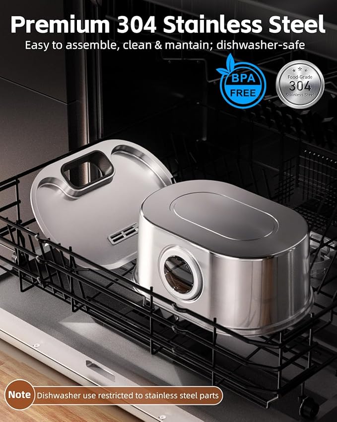 Cat Water Fountain Cordless, Stainless Steel Pet Water Fountain Wireless – 3.2L/108oz Battery Operated Automatic Water Dispenser for Cats Indoor, with Motion Sensor & Quiet Pump (4 Filter & Sponge)