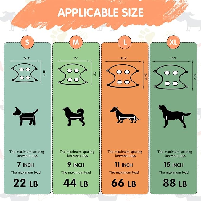 Paws n' Cradle Dog Grooming Hammock Harness for Dogs & Cats-Complete Kit with Adjustable Leg Fittings, Comb, Nail Clipper, File, Hook & Loop Strap, Adjustable Hanging Straps & Snap Hooks (Extra Large)