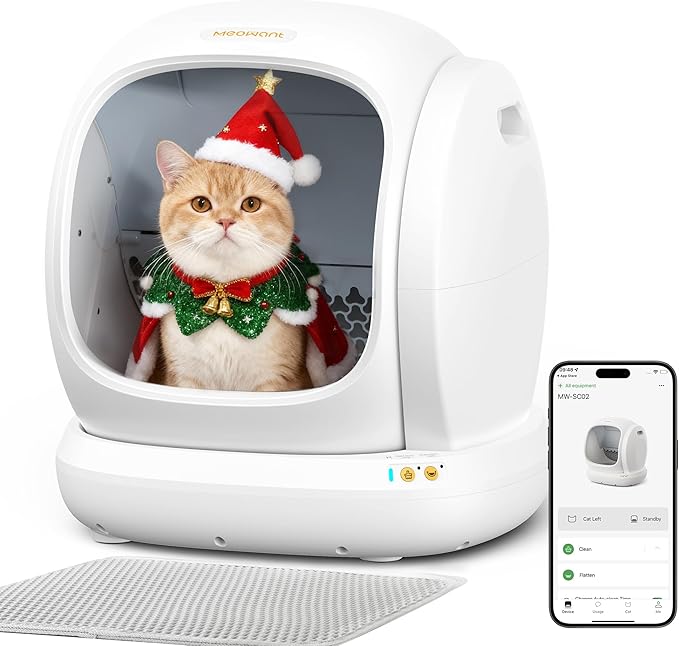 MeoWant Self Cleaning Cat Litter Box, Open-Top Automatic Cat Litter Box with Safety Protection, App Control, Odor-Free, 75L Large Space for Multiple Cats
