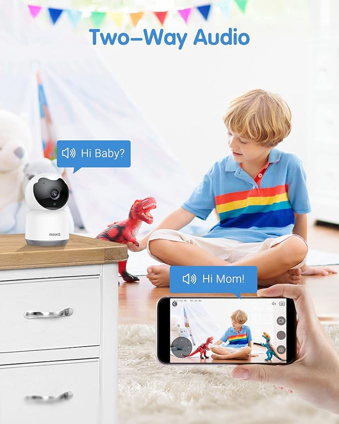 ANNKE 2K Pet Camera Indoor with Phone App, 360 Pan/Tilt WiFi Camera with Human Motion Detection, 2-Way Audio, Night Vision, Baby Camera Monitor for Home Security, 2.4Ghz WiFi,Cloud/SD Storage-MIPC App